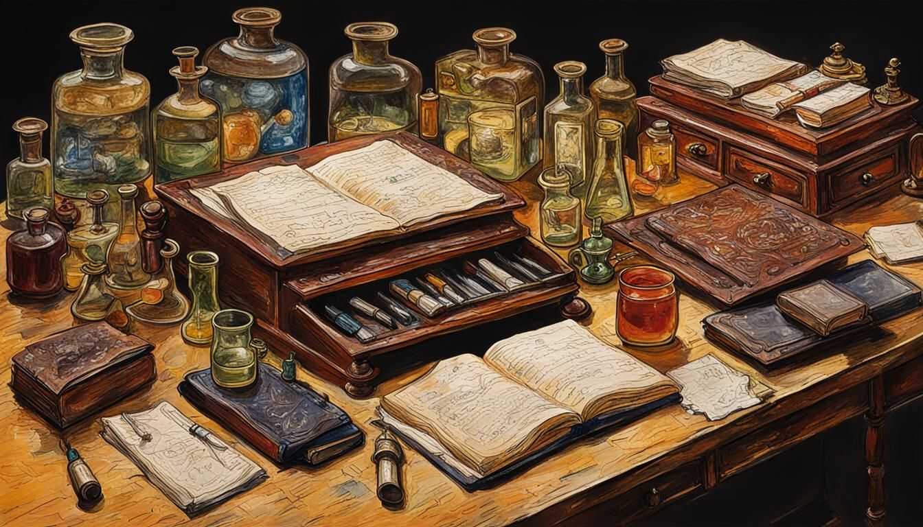 Apothecary's Desk in Emil Nolde Style
