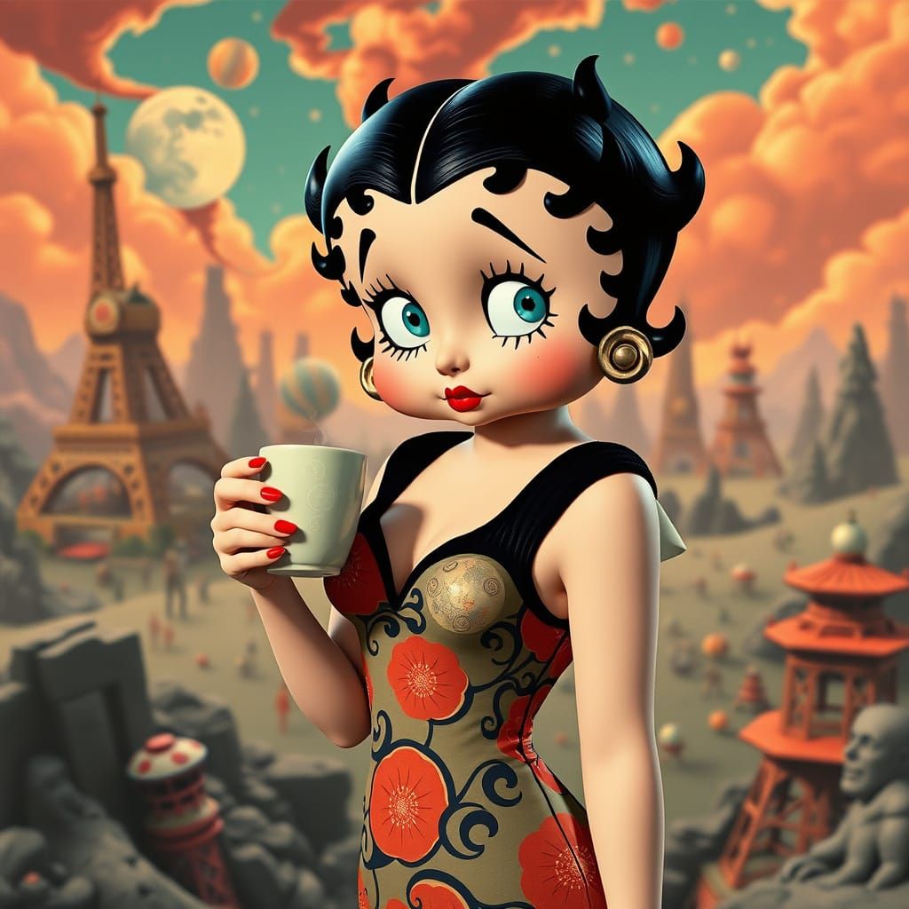 Cosmic Betty Boop in Art Deco Style