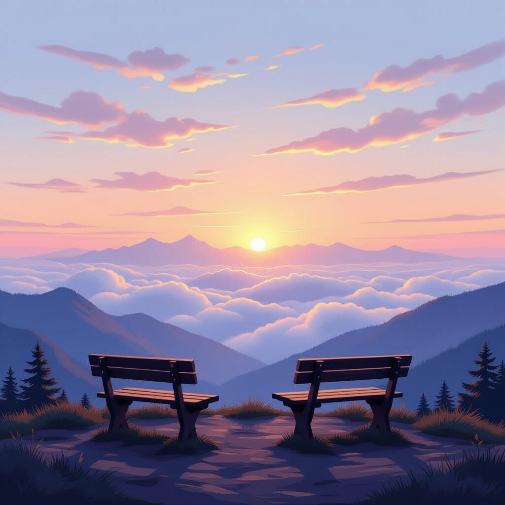 Serene Mountaintop Vista at Dawn in Luministic Style