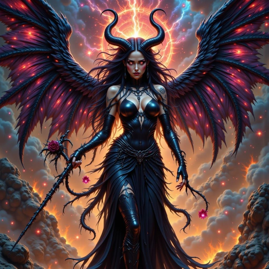 Vespera, manifests in the fractured heart of a dying quasar ...