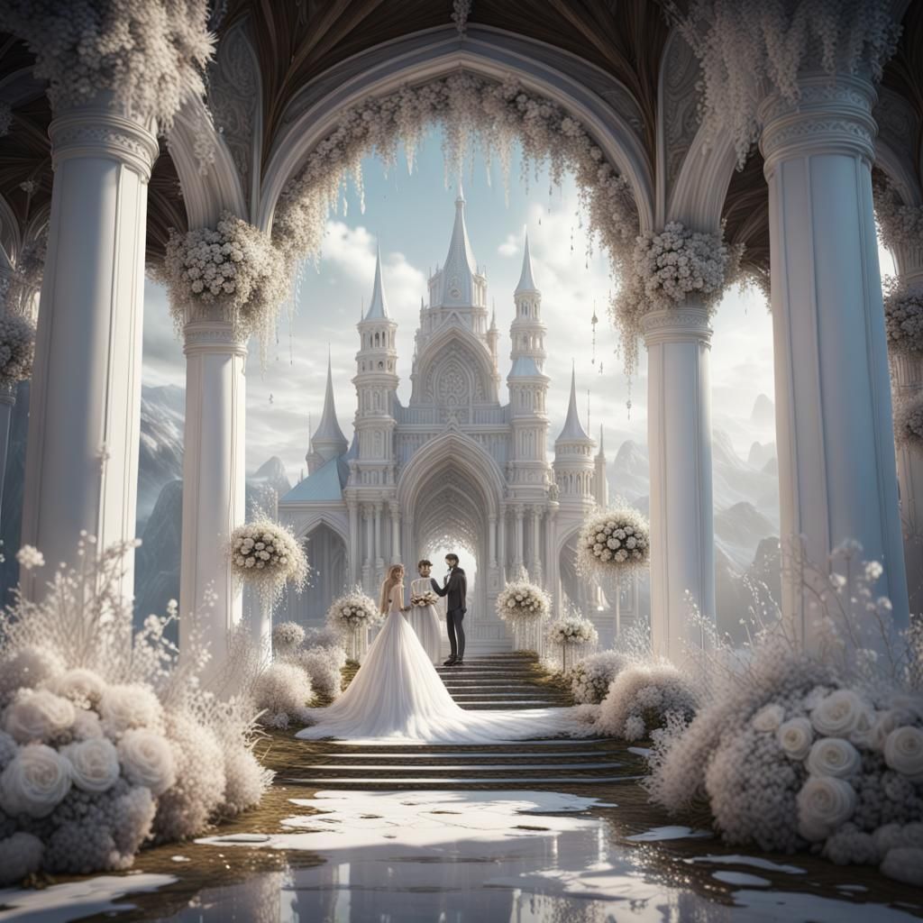 Detailed White Wedding Concept Art in 8K