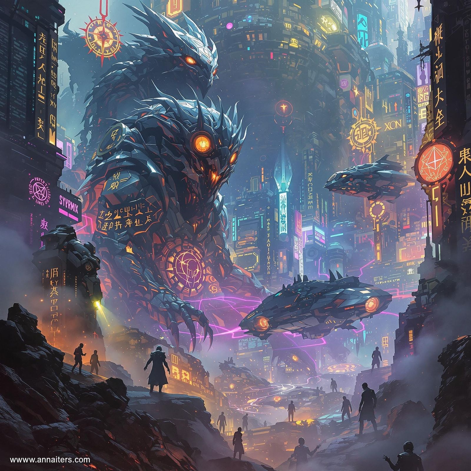 Cosmic Horror Meets Cyberpunk Fantasy Landscape