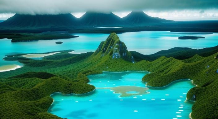 Samoan Family Reunion within a Water Droplet, amidst Tropica...