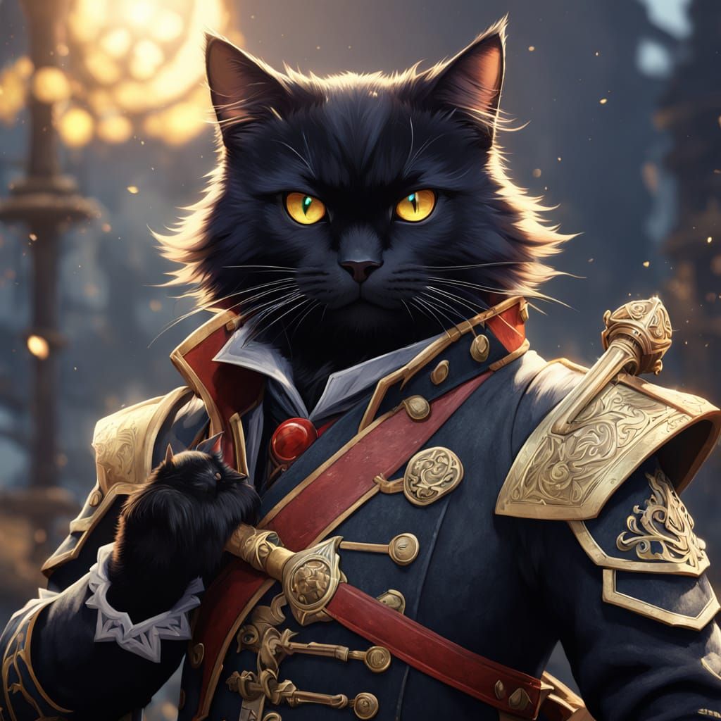 Anime Cat-Person Swashbuckler with Intricate Musket