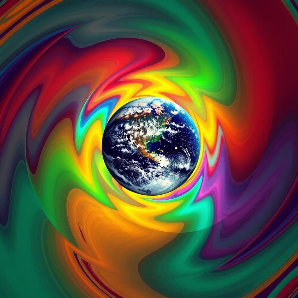 Abstract Swirling Motion Illusion with Earth