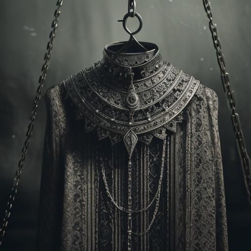 Intricate Metal Collar and Chain in HDR