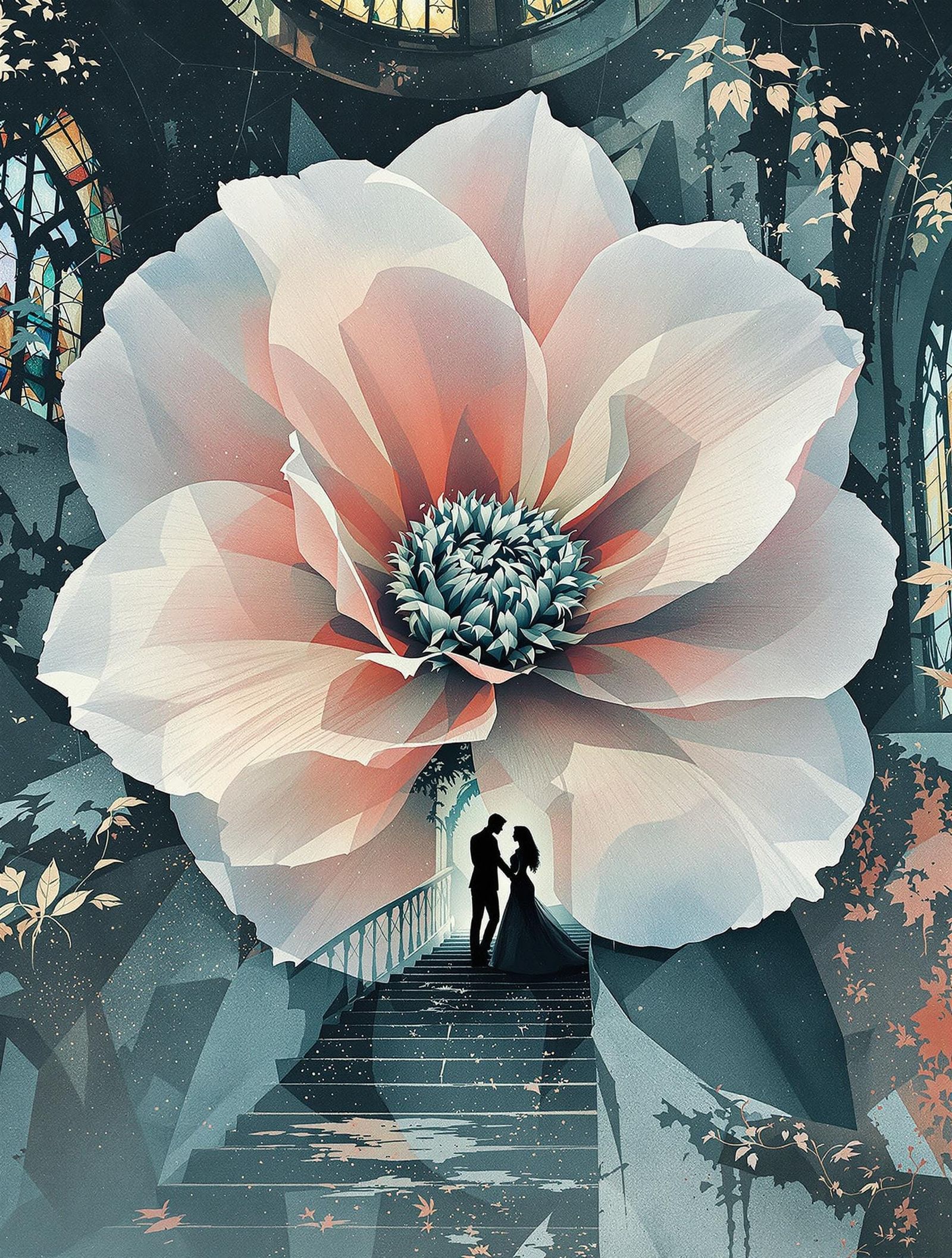 Spectral Camellia Blooms in Haunting, Hand-Printed Art