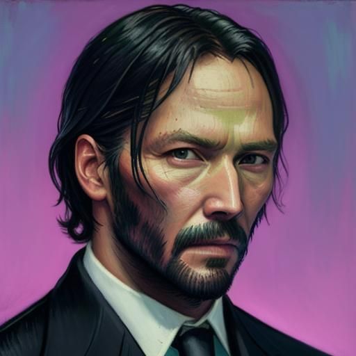 John Wick Portrait in Van Gogh Pastel Style