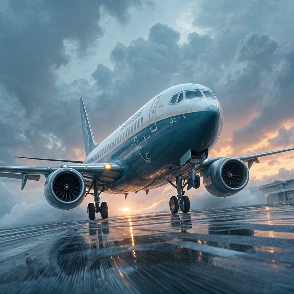 Majestic Boeing 737 Fights Storm in Vivid Digital Art