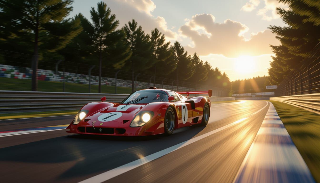 Ferrari Le Mans Race Car in Hyper-Realistic Style