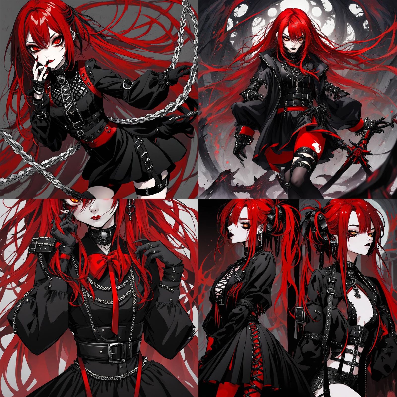 Goth Girl Portrait with Red Hair