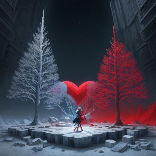 Hyperrealistic Blueberry Heart Fusion on Icy Moon