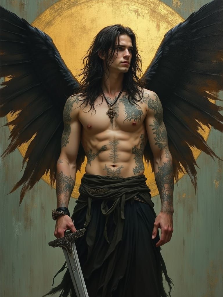 Dark Fairy Warrior in Verdigris and Gold