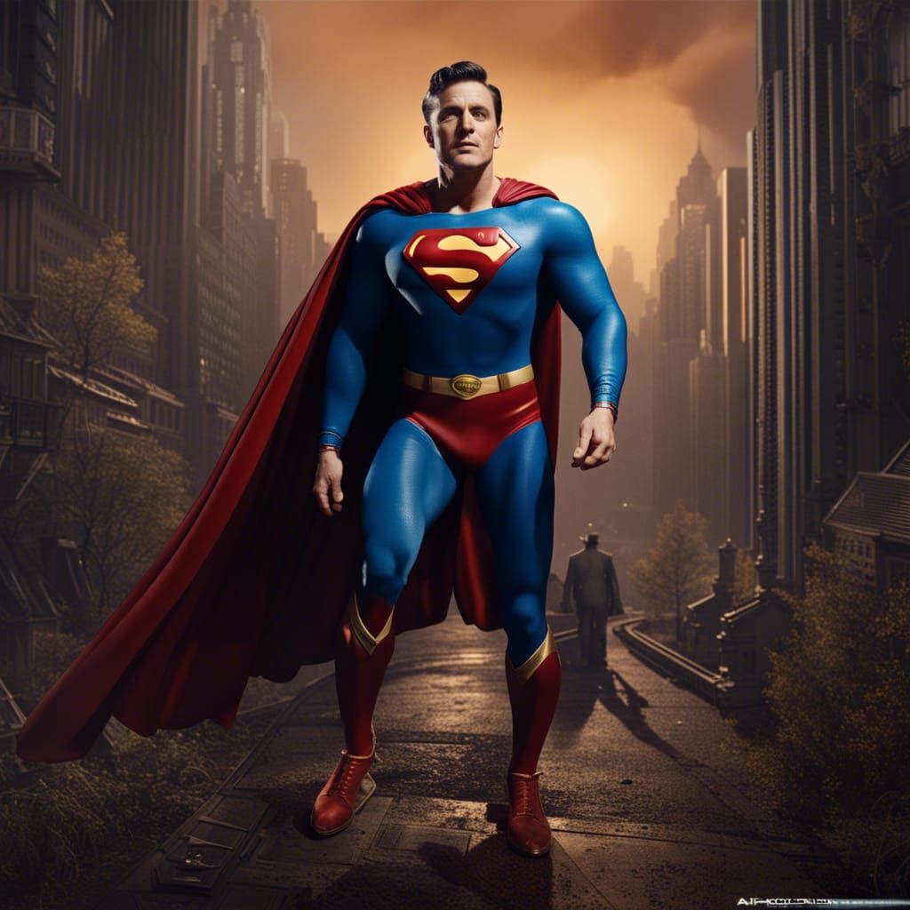Retro Superman Portrait in Golden Age Style