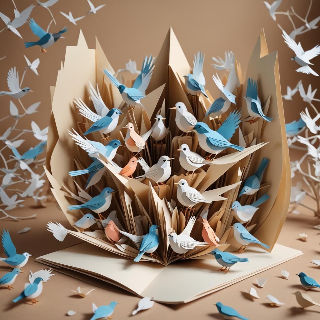 Birds in a Papercraft Pop-Up Book