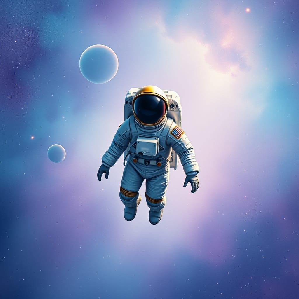 Sleek Astronaut in Cosmic Dreamscape