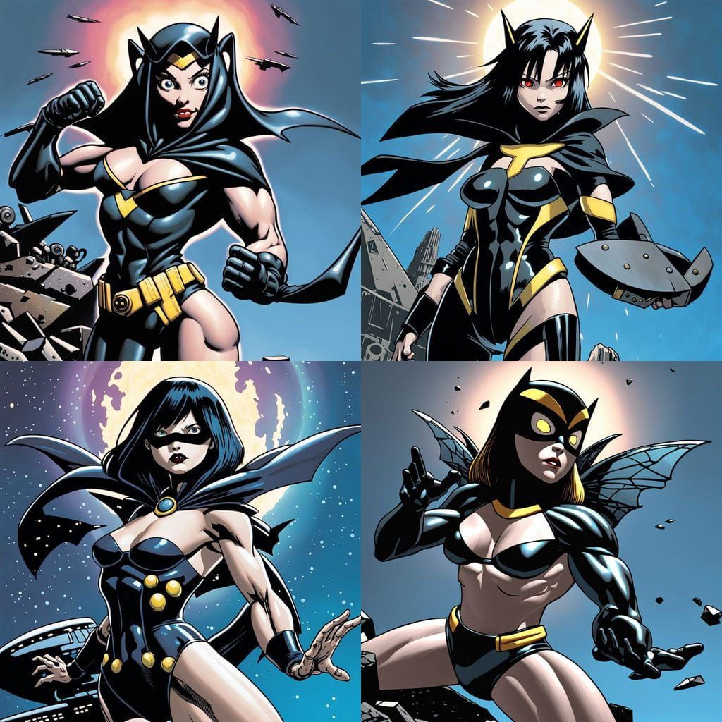 Muscle Warrior Goddess in Space Horror Scene