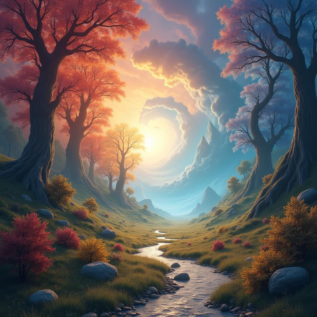 Seasons Vortex in High-Fantasy Landscape