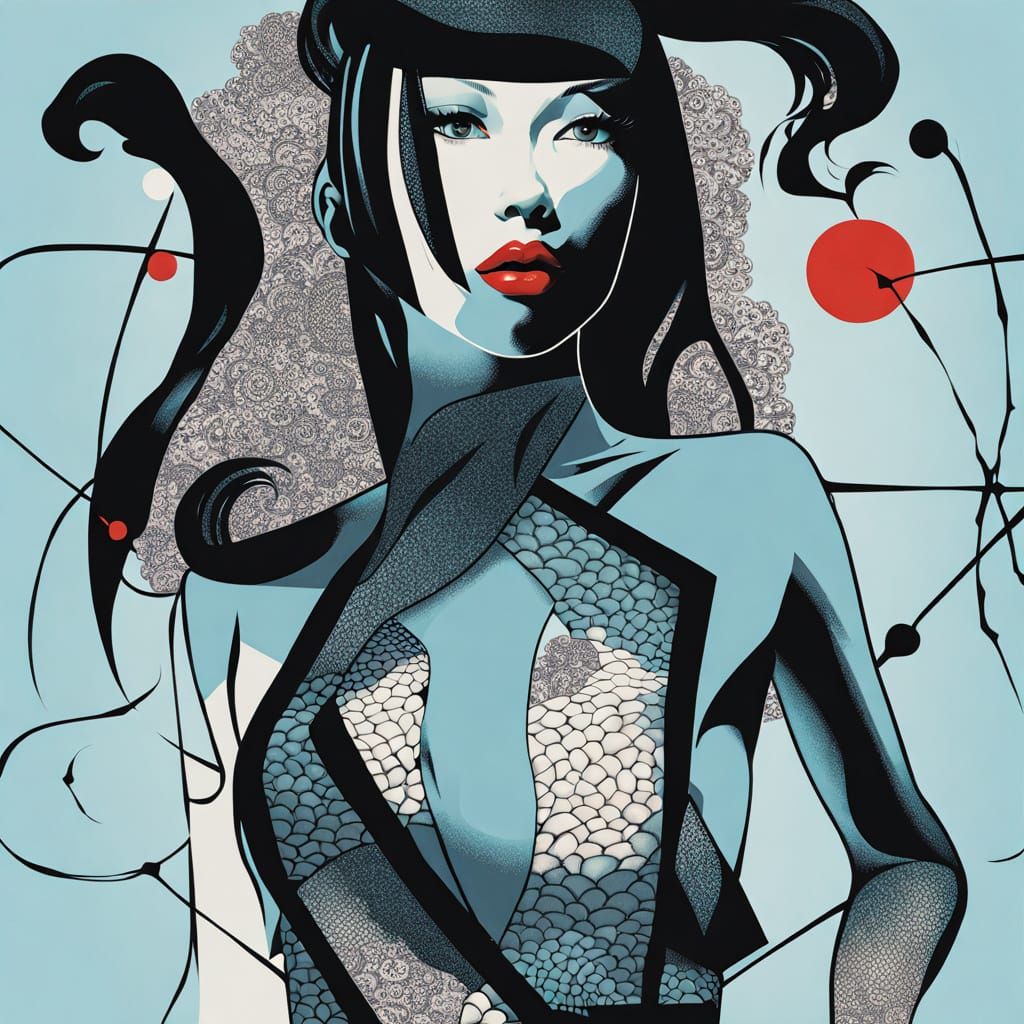 Surreal Horror Goddess in Neon Retro Style