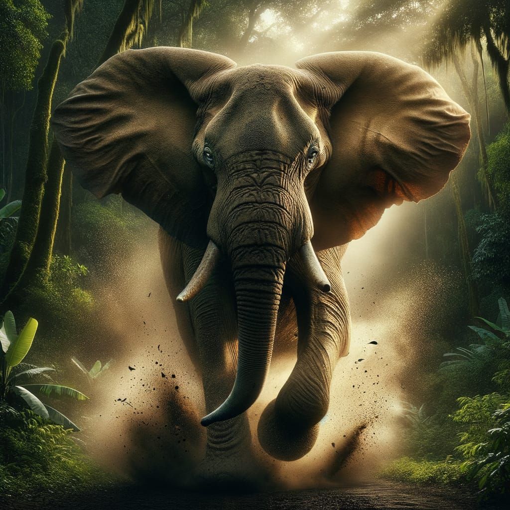 Majestic African Elephant Captured in Motion