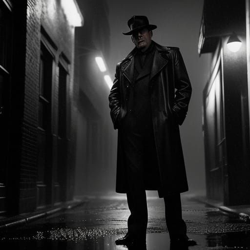 Detective in Shadows: A Film Noir Scene