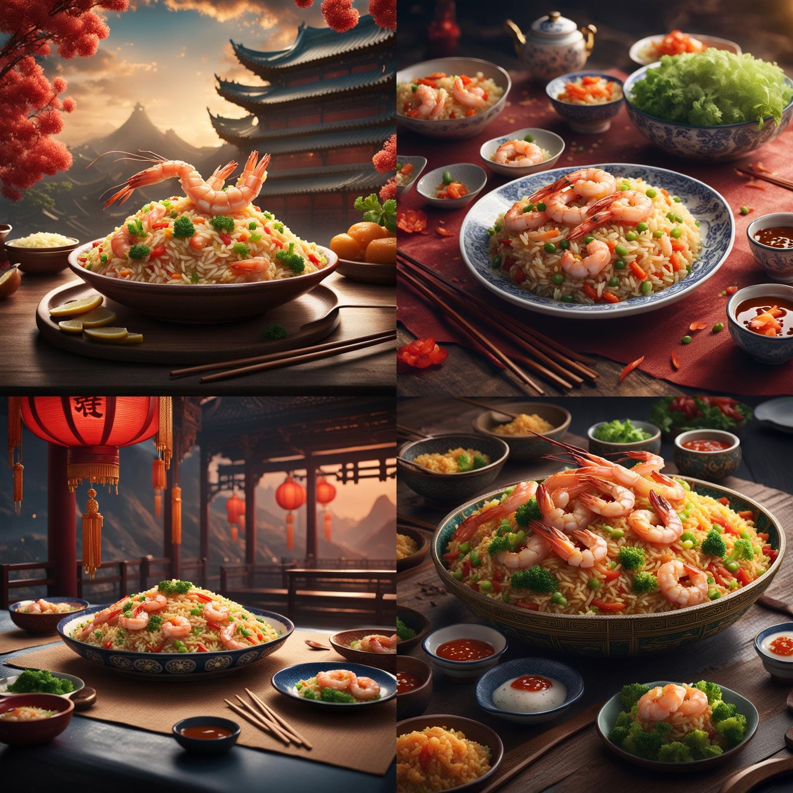 Delicious Chinese Shrimp Fried Rice: Matte Painting