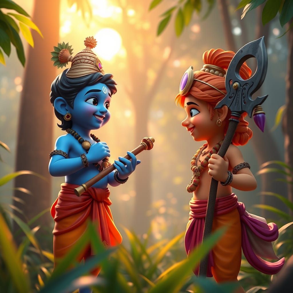 Friendly Jungle Meeting of Little Krishna and Bajrangi Hanum...