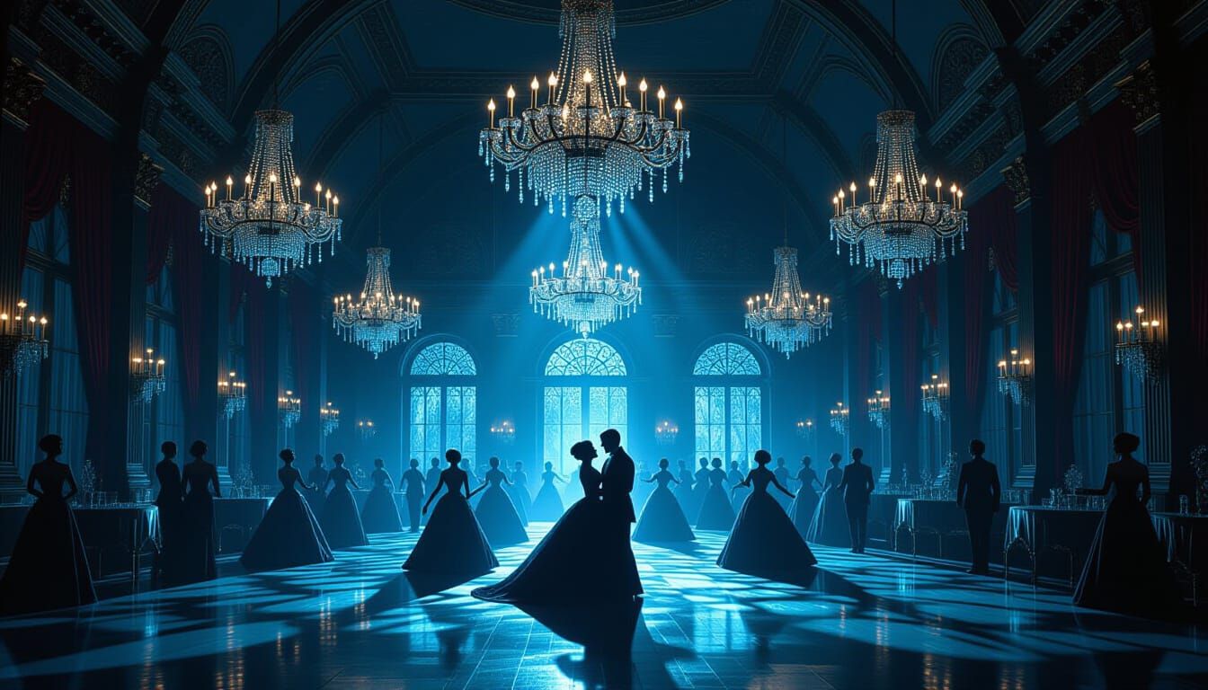 Gothic Victorian Ballroom Dance Under Spiderweb Chandeliers