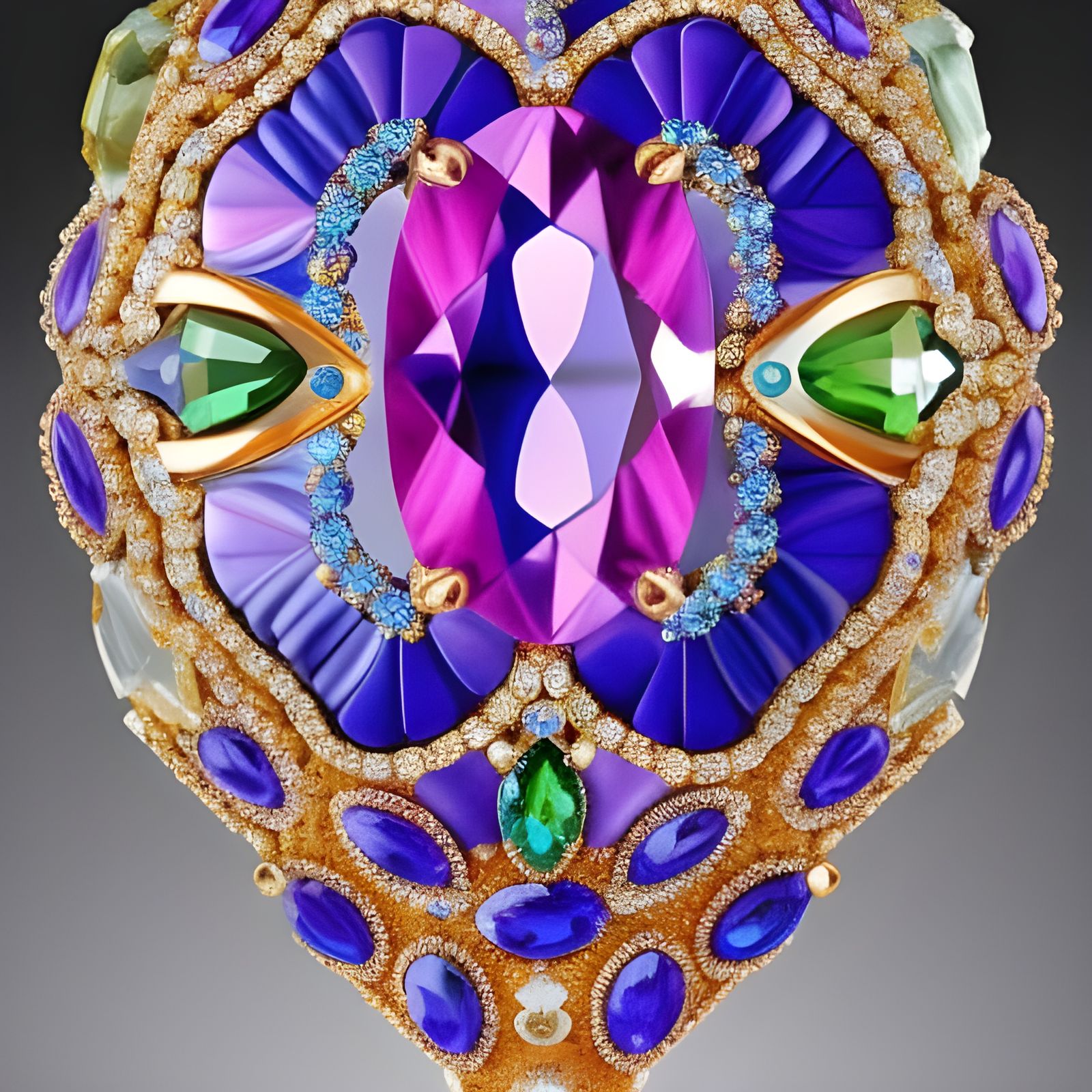 Hyperrealistic Gems and Crystals with Colorful Flowers