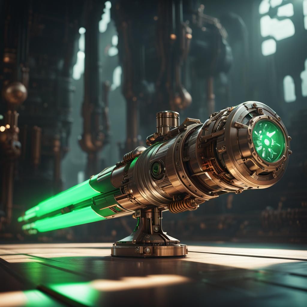 Steampunk Star Wars Lightsaber with Green Blade