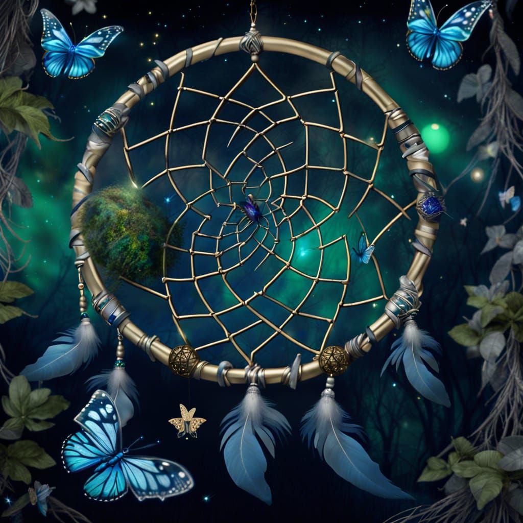 Magical Dream Catcher with Butterflies in Matte Painting