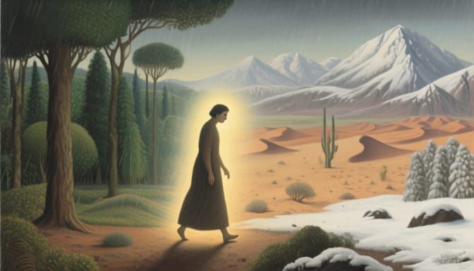 Resilient Wanderer in Magical Realism Landscapes