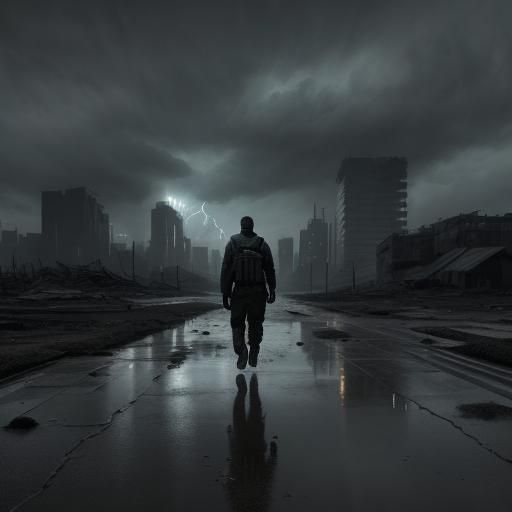 Dystopian Cityscape: Barren Future in Impasto Style