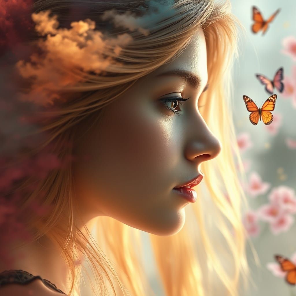 Dreamy Close-Up of Beauty in an Ethereal Garden