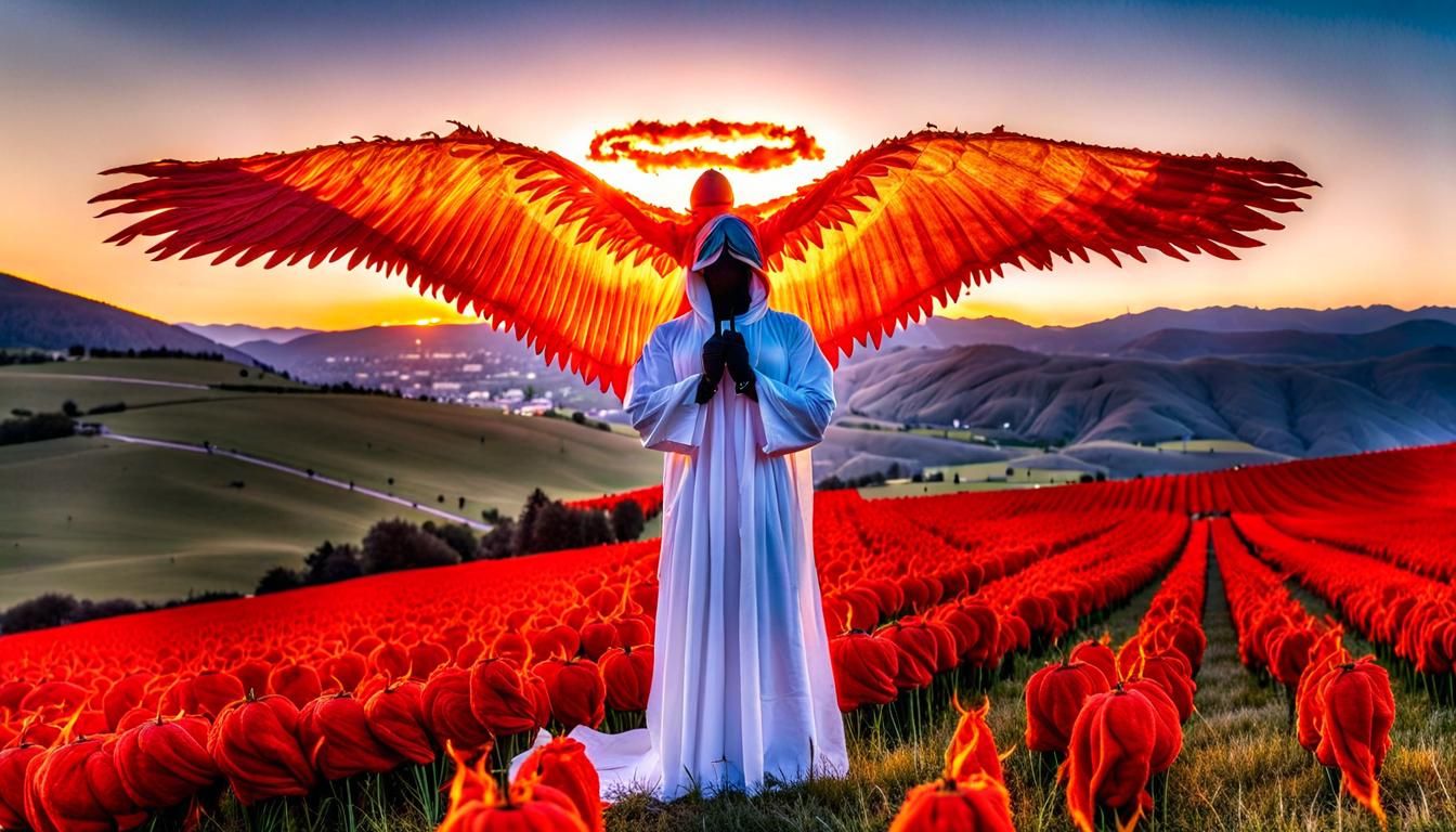 Fiery Angel in a Burning Landscape