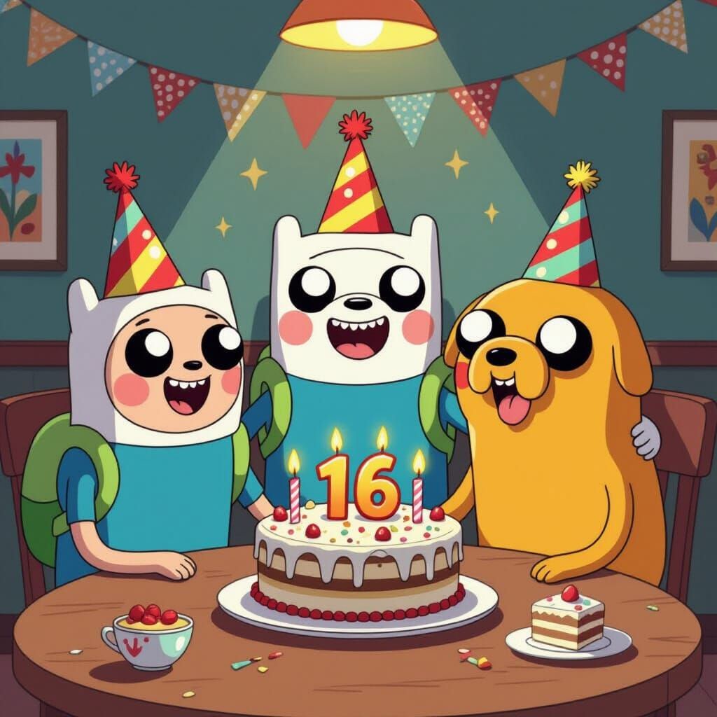 Adventure Time Characters Celebrate 16th Birthday With Cake