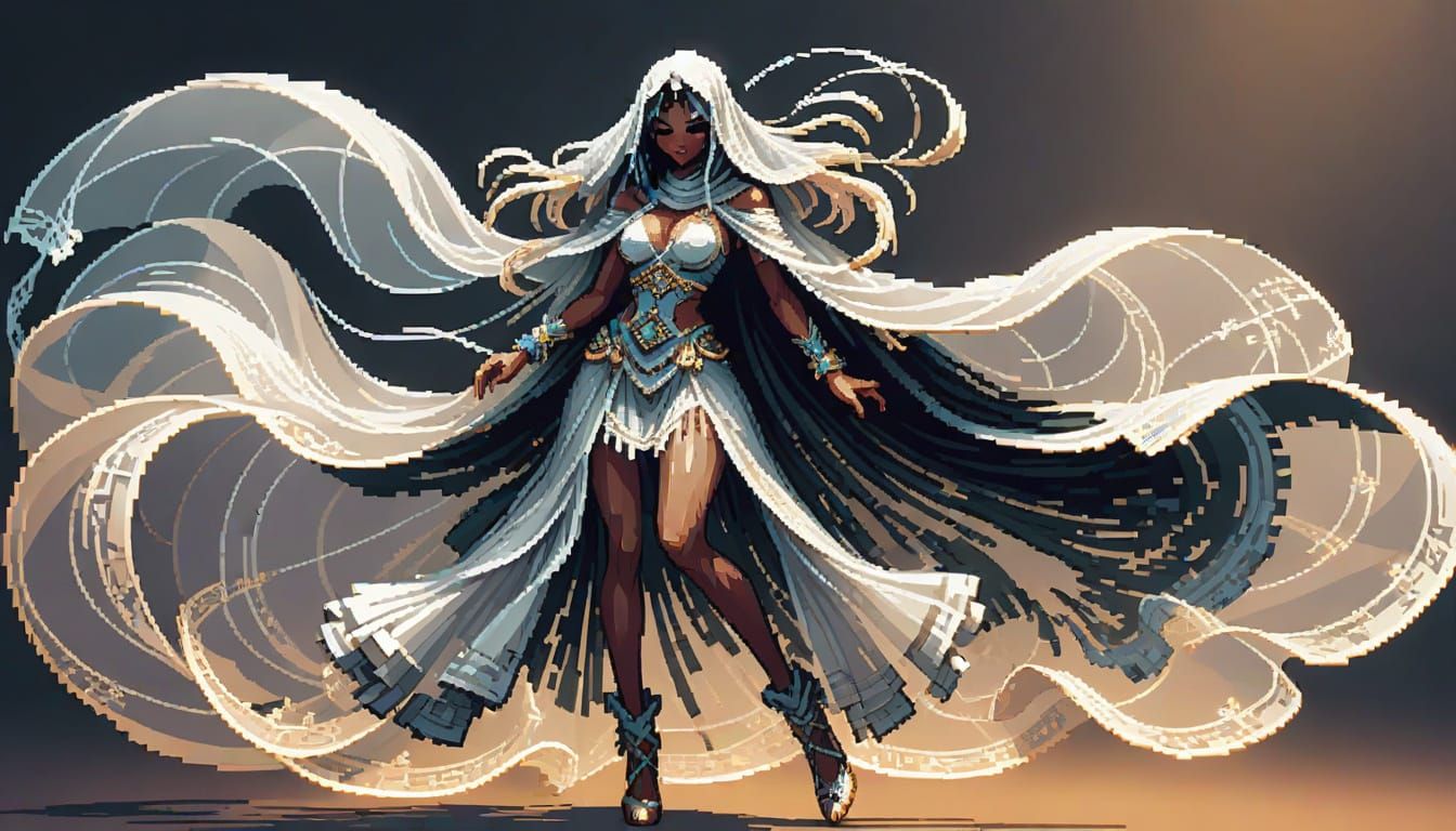 Enchanting Pixel Dancer in Swirling Magic Pixels