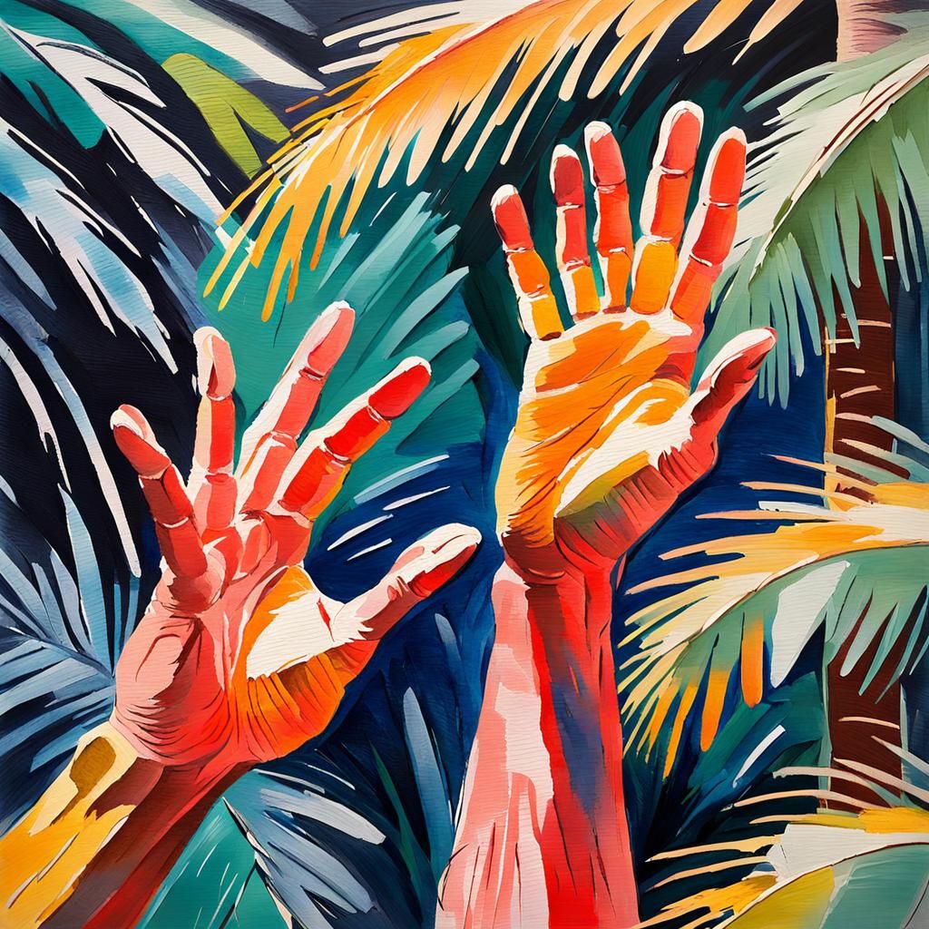 Impressionist Hands Clapping Gouache Painting