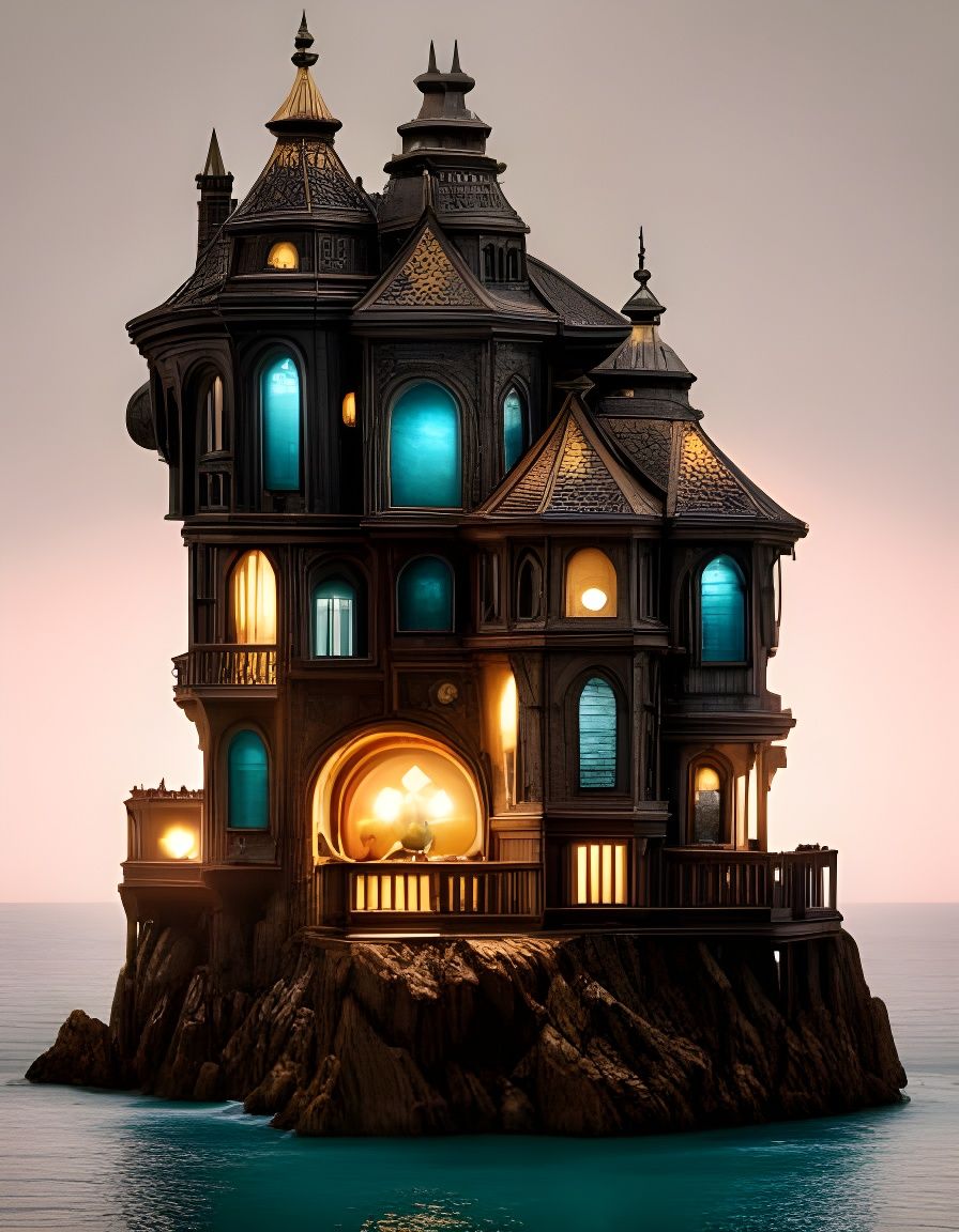 Obsidian Fairy Houses on Ocean Cliff