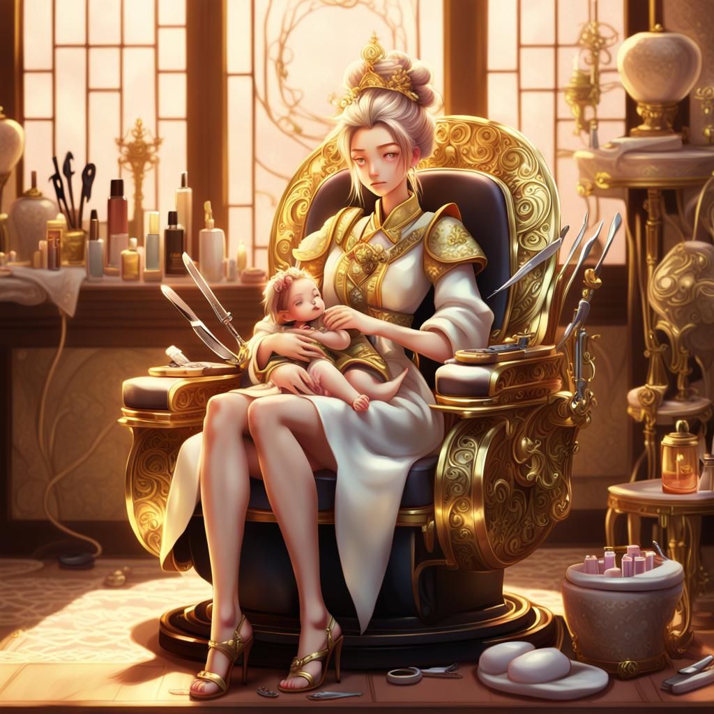 Empress and Baby: Intimate Anime-Style 3D Art