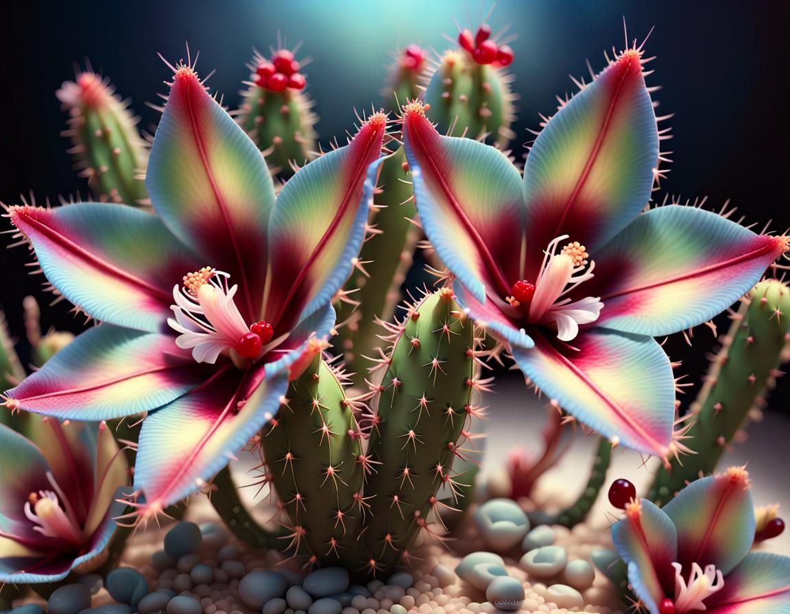 Intricate Desert Cactus Flower Garden Art