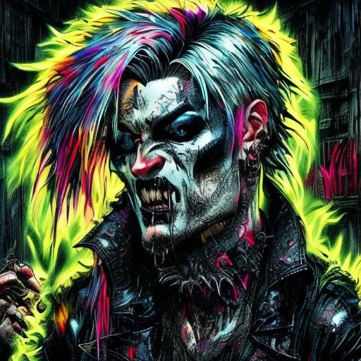 Punk Demon with Vodka in Dark Fantasy Style