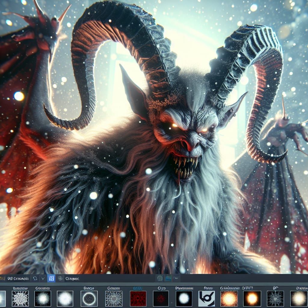 Detailed Krampus Render in 3D Game Cinematic Style