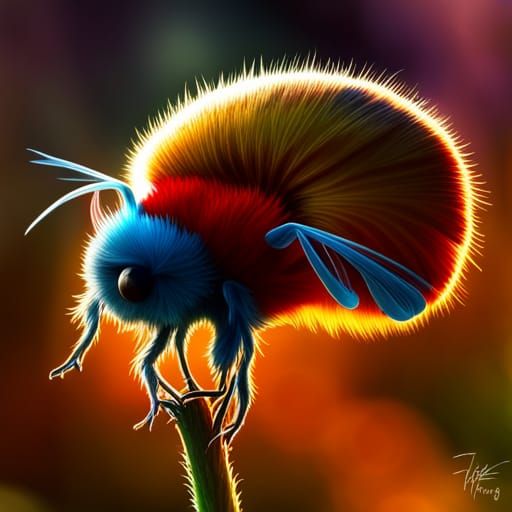 Cute Fluffy Insect in Macro Detail