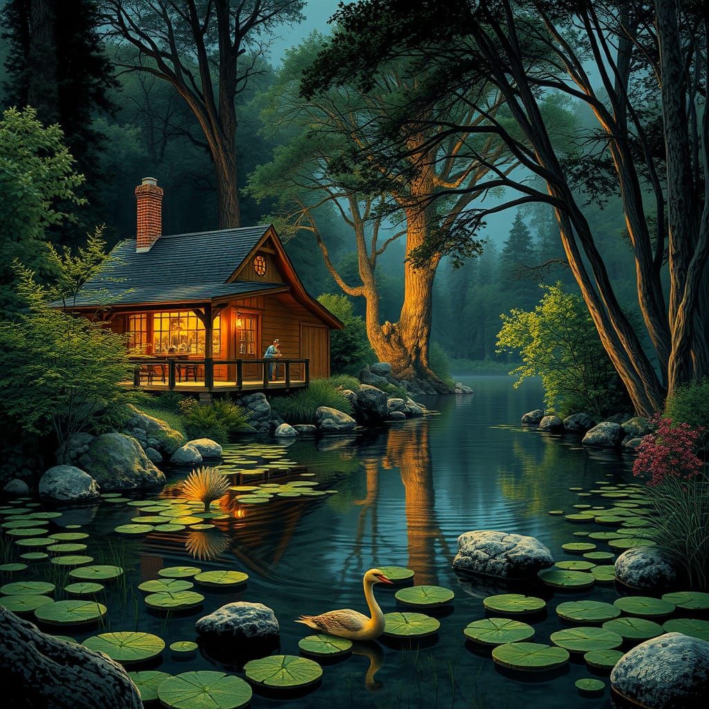 Vibrant Koi Pond in Comic Book Style