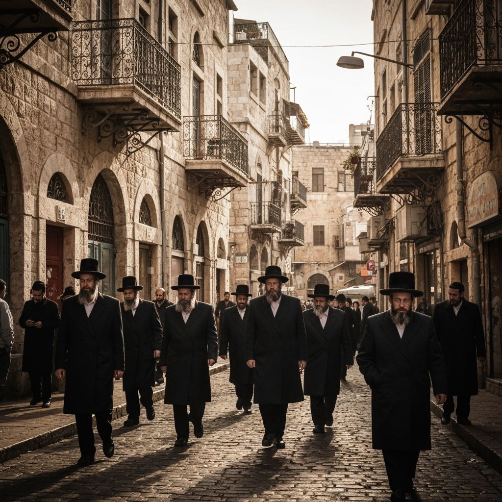 Ultra-Orthodox Men in Jerusalem's Mea Shearim Neighborhood