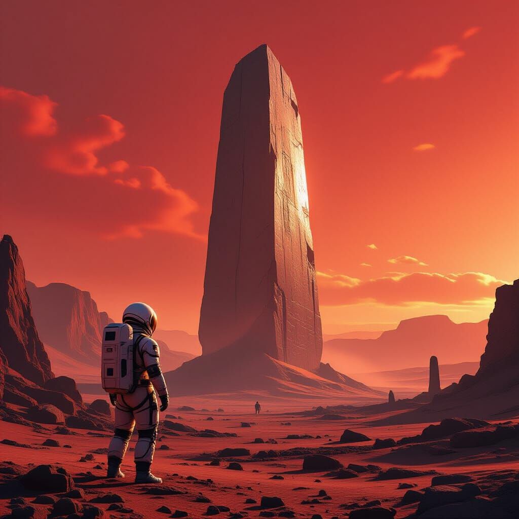 Astronaut Discovers Ancient Monolith on Alien Planet