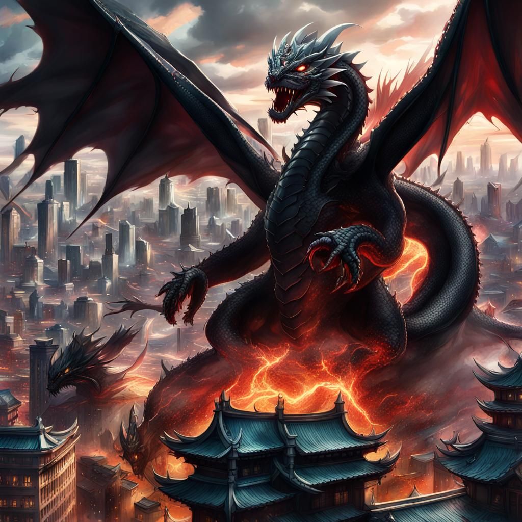 Medieval Knights Fight Dragon in Anime Style