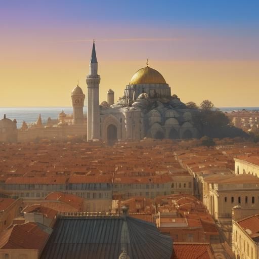 Constantinople View with Santa Sofia, Oil Painting