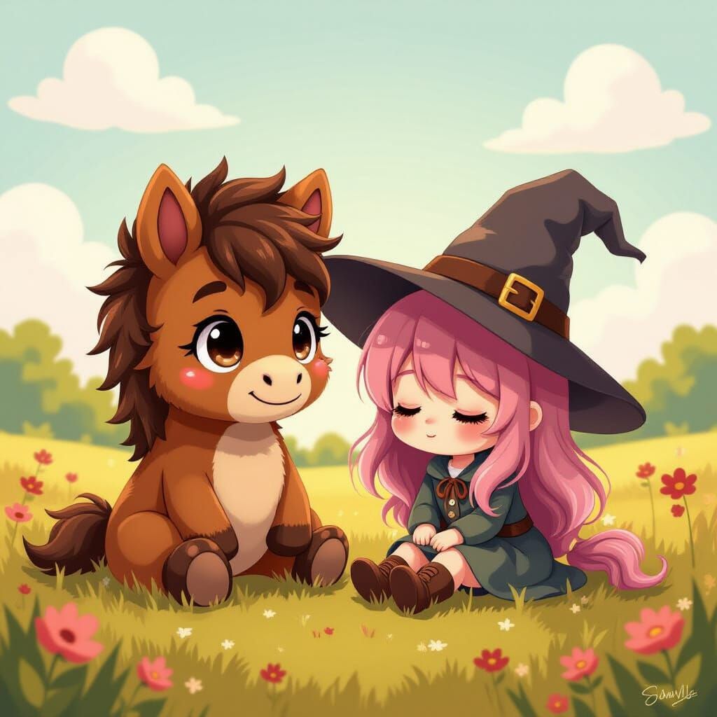 Whimsical Anime Landscape with Furry Centaur Boy